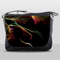 Glowing, Colorful  Abstract Lines Messenger Bags