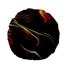 Glowing, Colorful  Abstract Lines Standard 15  Premium Round Cushions