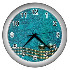 Wonderful Decorative Design With Floral Elements Wall Clocks (silver) 