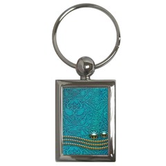 Wonderful Decorative Design With Floral Elements Key Chains (rectangle)  by FantasyWorld7