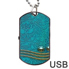 Wonderful Decorative Design With Floral Elements Dog Tag Usb Flash (one Side)