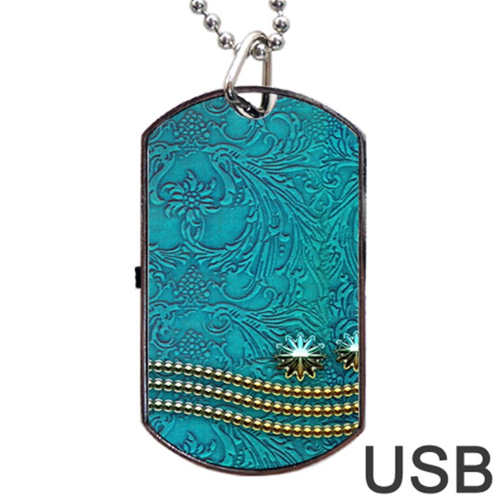 Wonderful Decorative Design With Floral Elements Dog Tag USB Flash (One Side)