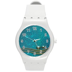 Wonderful Decorative Design With Floral Elements Round Plastic Sport Watch (m) by FantasyWorld7