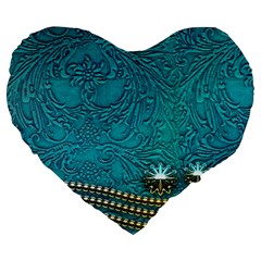 Wonderful Decorative Design With Floral Elements Large 19  Premium Heart Shape Cushions