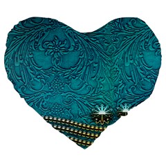 Wonderful Decorative Design With Floral Elements Large 19  Premium Flano Heart Shape Cushions