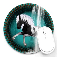 Beautiful Horse With Water Splash  Round Mousepads