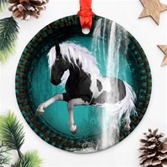 Beautiful Horse With Water Splash  Ornament (round) 