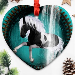 Beautiful Horse With Water Splash  Ornament (heart) 