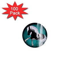 Beautiful Horse With Water Splash  1  Mini Buttons (100 Pack)  by FantasyWorld7