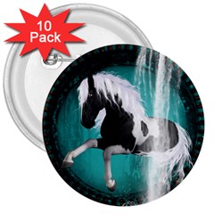 Beautiful Horse With Water Splash  3  Buttons (10 Pack) 