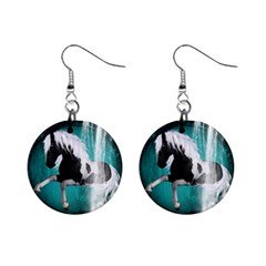 Beautiful Horse With Water Splash  Mini Button Earrings