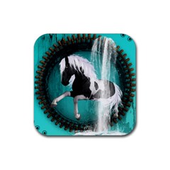 Beautiful Horse With Water Splash  Rubber Coaster (square) 