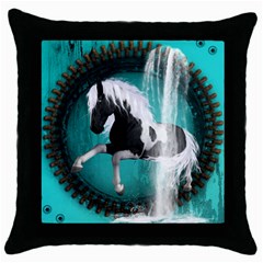 Beautiful Horse With Water Splash  Throw Pillow Cases (black)