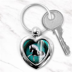 Beautiful Horse With Water Splash  Key Chains (heart)  by FantasyWorld7