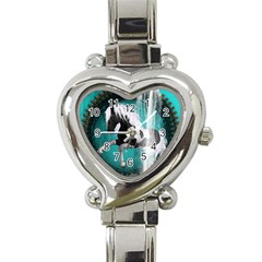 Beautiful Horse With Water Splash  Heart Italian Charm Watch by FantasyWorld7