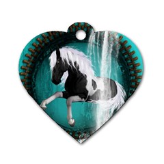 Beautiful Horse With Water Splash  Dog Tag Heart (two Sides)