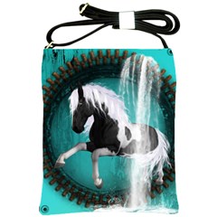 Beautiful Horse With Water Splash  Shoulder Sling Bags by FantasyWorld7