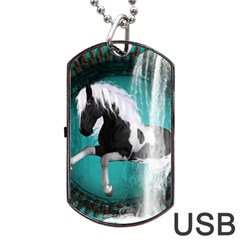 Beautiful Horse With Water Splash  Dog Tag Usb Flash (one Side)