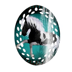 Beautiful Horse With Water Splash  Ornament (oval Filigree) 