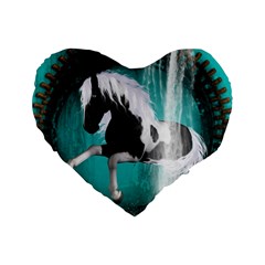 Beautiful Horse With Water Splash  Standard 16  Premium Heart Shape Cushions