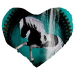 Beautiful Horse With Water Splash  Large 19  Premium Heart Shape Cushions Back