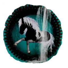 Beautiful Horse With Water Splash  Large 18  Premium Flano Round Cushions