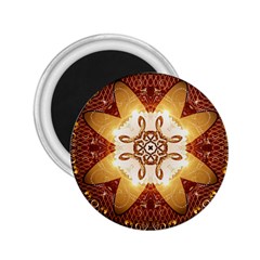 Elegant, Decorative Kaleidoskop In Gold And Red 2 25  Magnets by FantasyWorld7