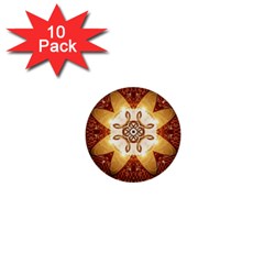 Elegant, Decorative Kaleidoskop In Gold And Red 1  Mini Buttons (10 Pack) 