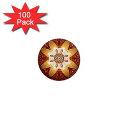 Elegant, Decorative Kaleidoskop In Gold And Red 1  Mini Magnets (100 Pack) 