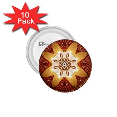 Elegant, Decorative Kaleidoskop In Gold And Red 1 75  Buttons (10 Pack)