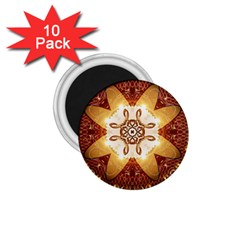 Elegant, Decorative Kaleidoskop In Gold And Red 1 75  Magnets (10 Pack) 