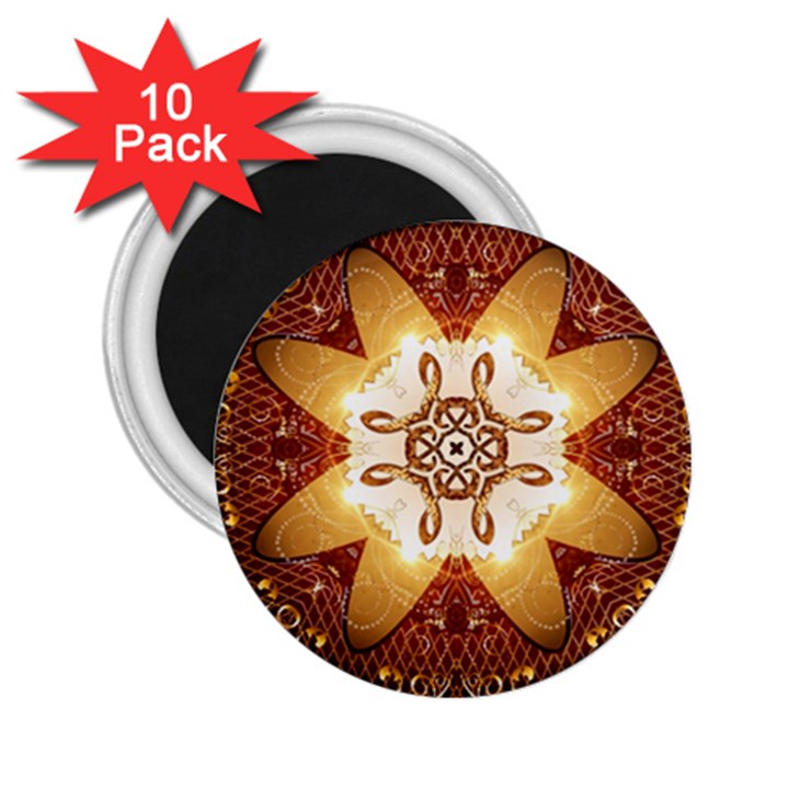 Elegant, Decorative Kaleidoskop In Gold And Red 2.25  Magnets (10 pack) 