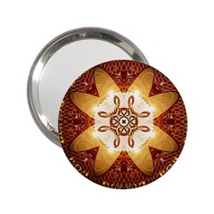 Elegant, Decorative Kaleidoskop In Gold And Red 2 25  Handbag Mirrors