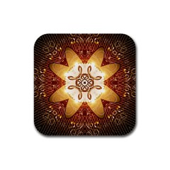 Elegant, Decorative Kaleidoskop In Gold And Red Rubber Square Coaster (4 Pack)  by FantasyWorld7