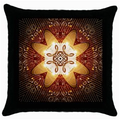 Elegant, Decorative Kaleidoskop In Gold And Red Throw Pillow Cases (black)