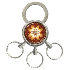 Elegant, Decorative Kaleidoskop In Gold And Red 3-ring Key Chains