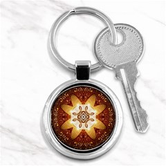 Elegant, Decorative Kaleidoskop In Gold And Red Key Chains (round) 