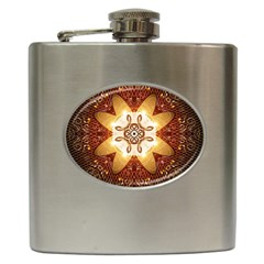 Elegant, Decorative Kaleidoskop In Gold And Red Hip Flask (6 Oz)