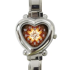 Elegant, Decorative Kaleidoskop In Gold And Red Heart Italian Charm Watch