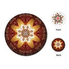 Elegant, Decorative Kaleidoskop In Gold And Red Playing Cards (round)  by FantasyWorld7