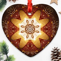 Elegant, Decorative Kaleidoskop In Gold And Red Heart Ornament (2 Sides)