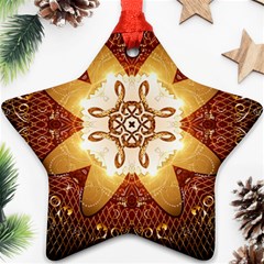 Elegant, Decorative Kaleidoskop In Gold And Red Star Ornament (two Sides) 