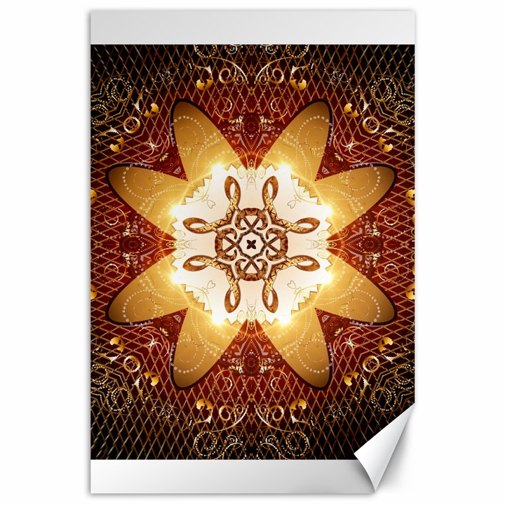 Elegant, Decorative Kaleidoskop In Gold And Red Canvas 24  x 36 