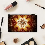 Elegant, Decorative Kaleidoskop In Gold And Red Cosmetic Bag (Small)  Back