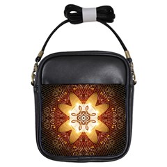 Elegant, Decorative Kaleidoskop In Gold And Red Girls Sling Bags