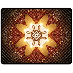 Elegant, Decorative Kaleidoskop In Gold And Red Fleece Blanket (medium) 