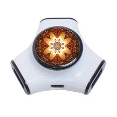 Elegant, Decorative Kaleidoskop In Gold And Red 3-port Usb Hub