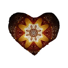 Elegant, Decorative Kaleidoskop In Gold And Red Standard 16  Premium Heart Shape Cushions