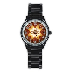 Elegant, Decorative Kaleidoskop In Gold And Red Stainless Steel Round Watches