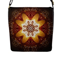 Elegant, Decorative Kaleidoskop In Gold And Red Flap Messenger Bag (l) 